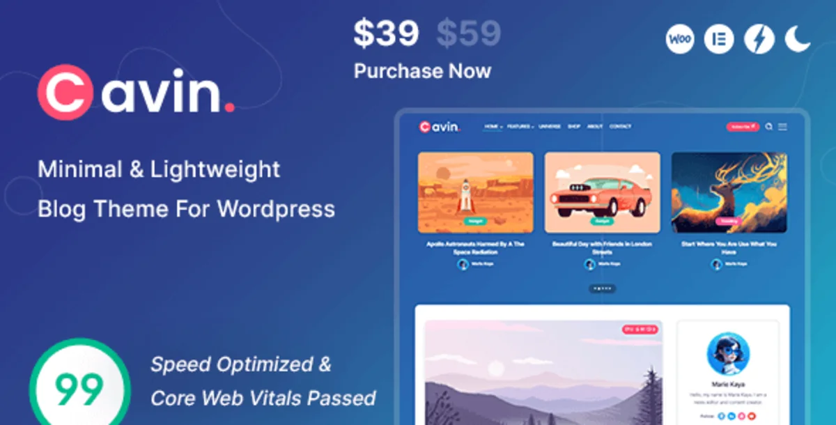 Cavin 1.9 – Tema WordPress Blog Minimalis, Ringan & SEO Friendly