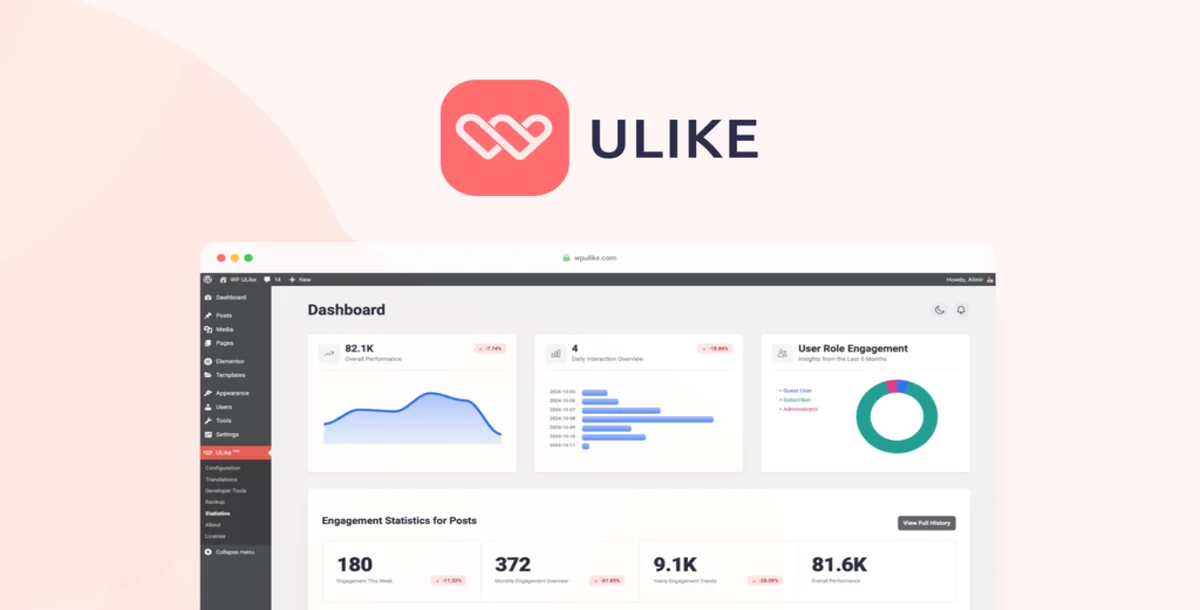 WP ULike Pro 2.1.1 – Plugin WordPress Like, Dislike, Rating & Engagement Analytics