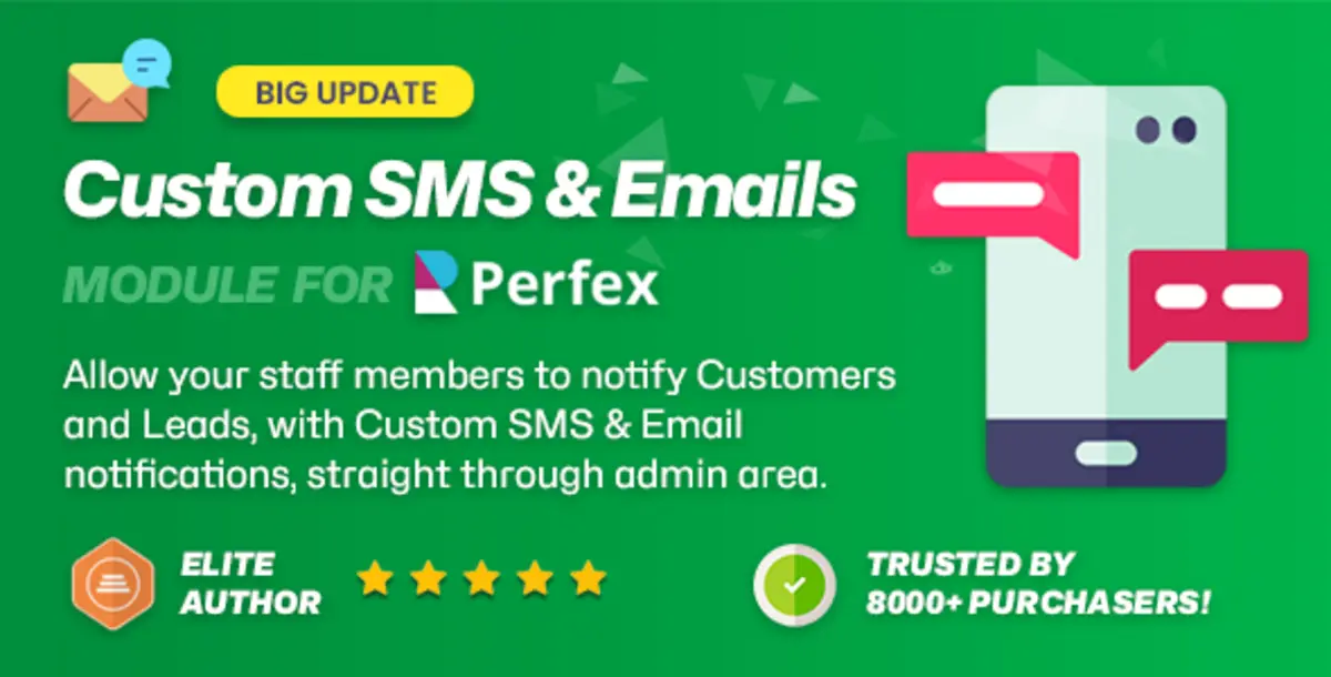 Custom SMS & Email Notifications v2.3.6 – Modul Otomasi SMS, Email & WhatsApp untuk Perfex CRM