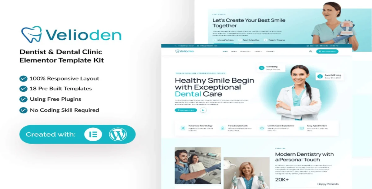 Velioden – Elementor Template Kit Klinik Gigi