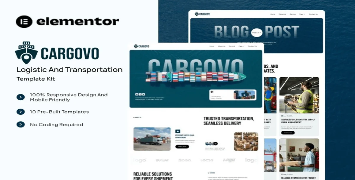 Cargovo – Logistics & Cargo Elementor Template Kit