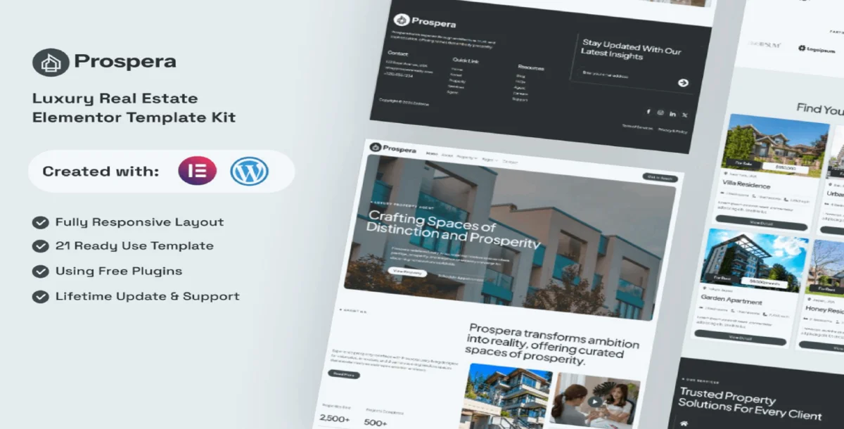 Prospera – Luxury Real Estate Elementor Template Kit
