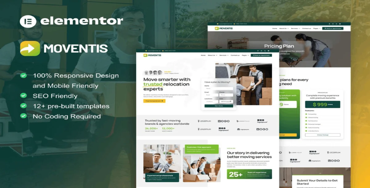 Moventis – Moving & Storage Elementor Template Kit