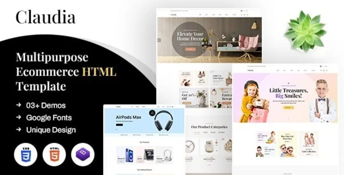 Claudia – Template HTML Multipurpose eCommerce untuk Toko Online Modern