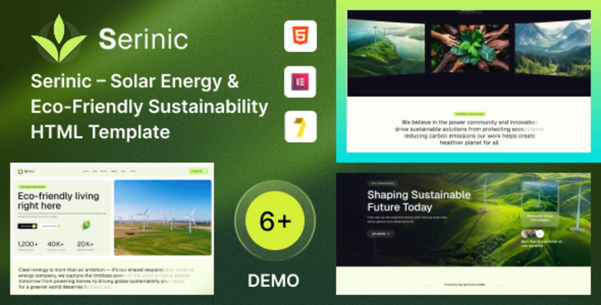 Serinic – Template HTML Tailwind CSS untuk Solar Energy & Sustainability