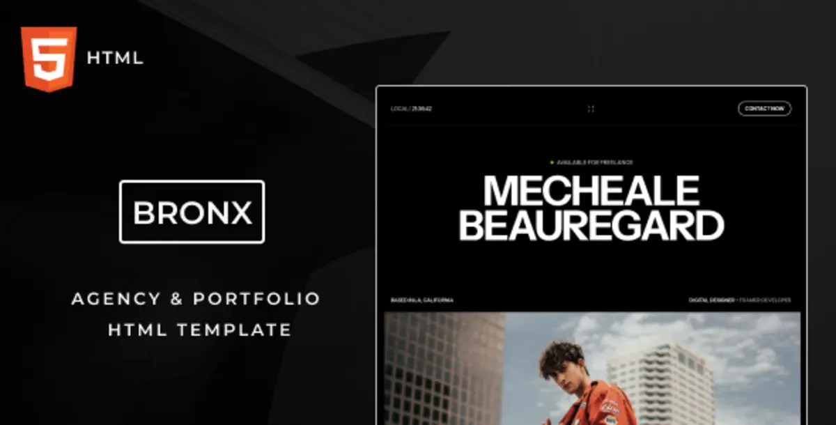 Bronx – Template HTML Personal Portfolio untuk Freelancer, Designer & Creative Professional