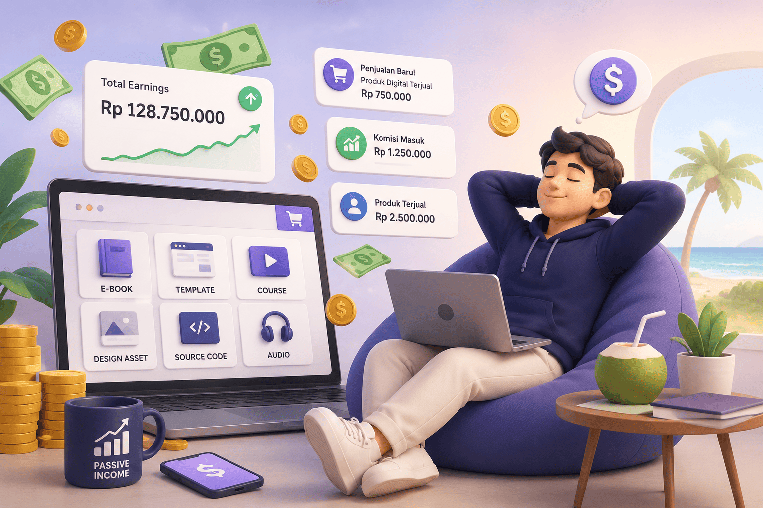 Menghasilkan Banyak Uang Tanpa Bekerja dengan Produk Digital